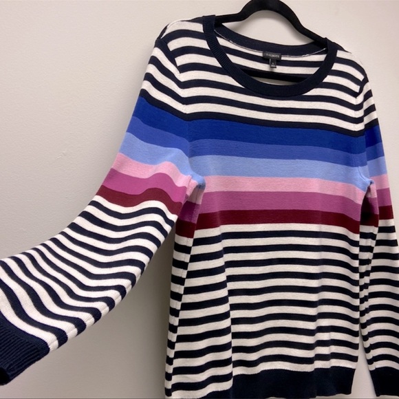 Talbots | Striped Knit Crewneck Sweater Navy/Multi-Colored L - Picture 7 of 8